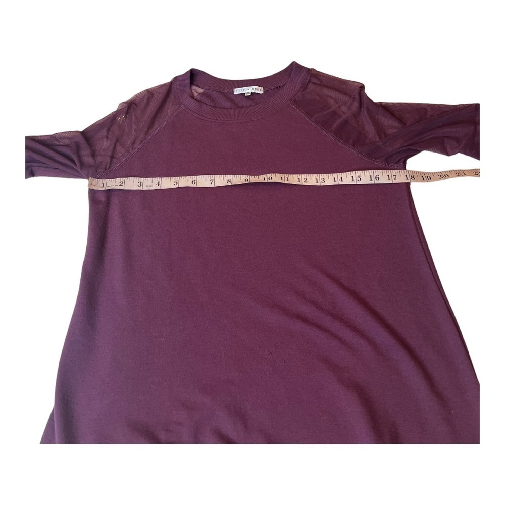 Fitz + Eddie Maroon Sheer Sleeves Shoulder Lightweight Crew Sweatshirt Athletic - Picture 10 of 13